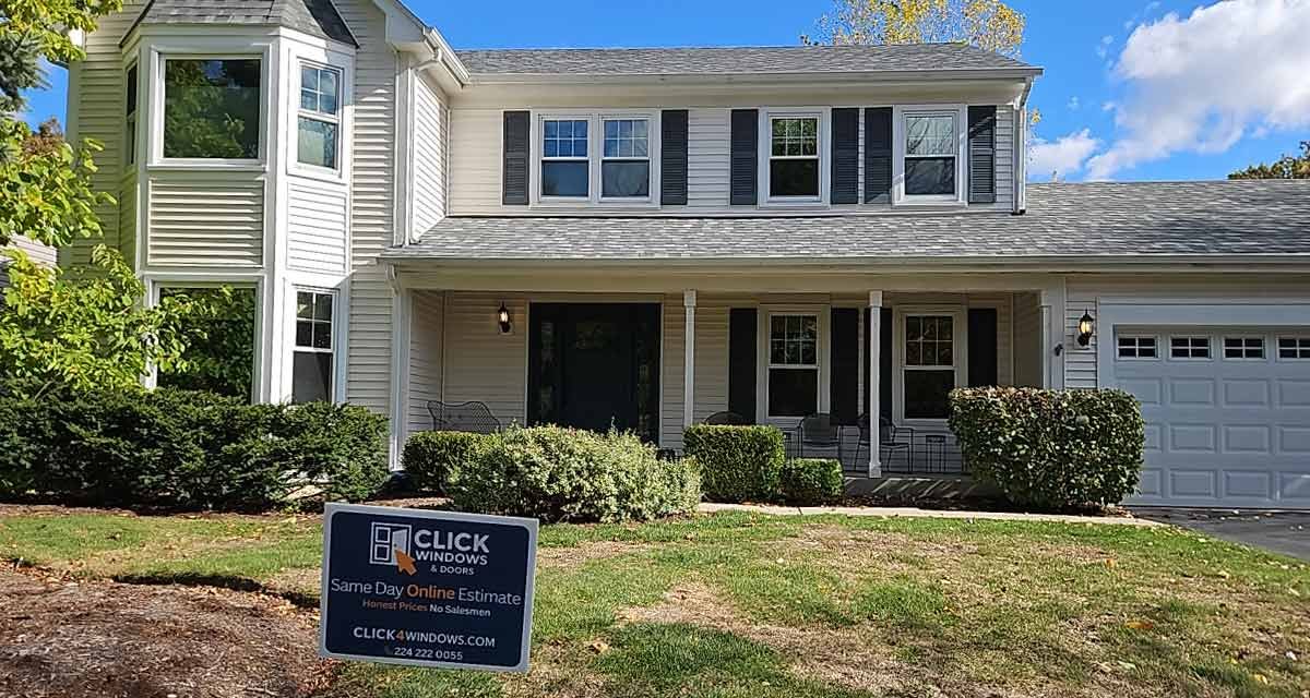 Two-story Colonial in Schaumburg, IL after window replacement
